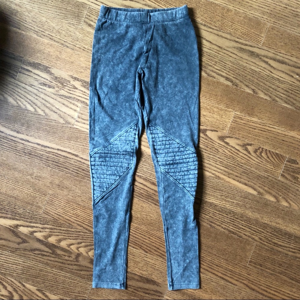 Acid Wash Charcoal Moto Leggings
